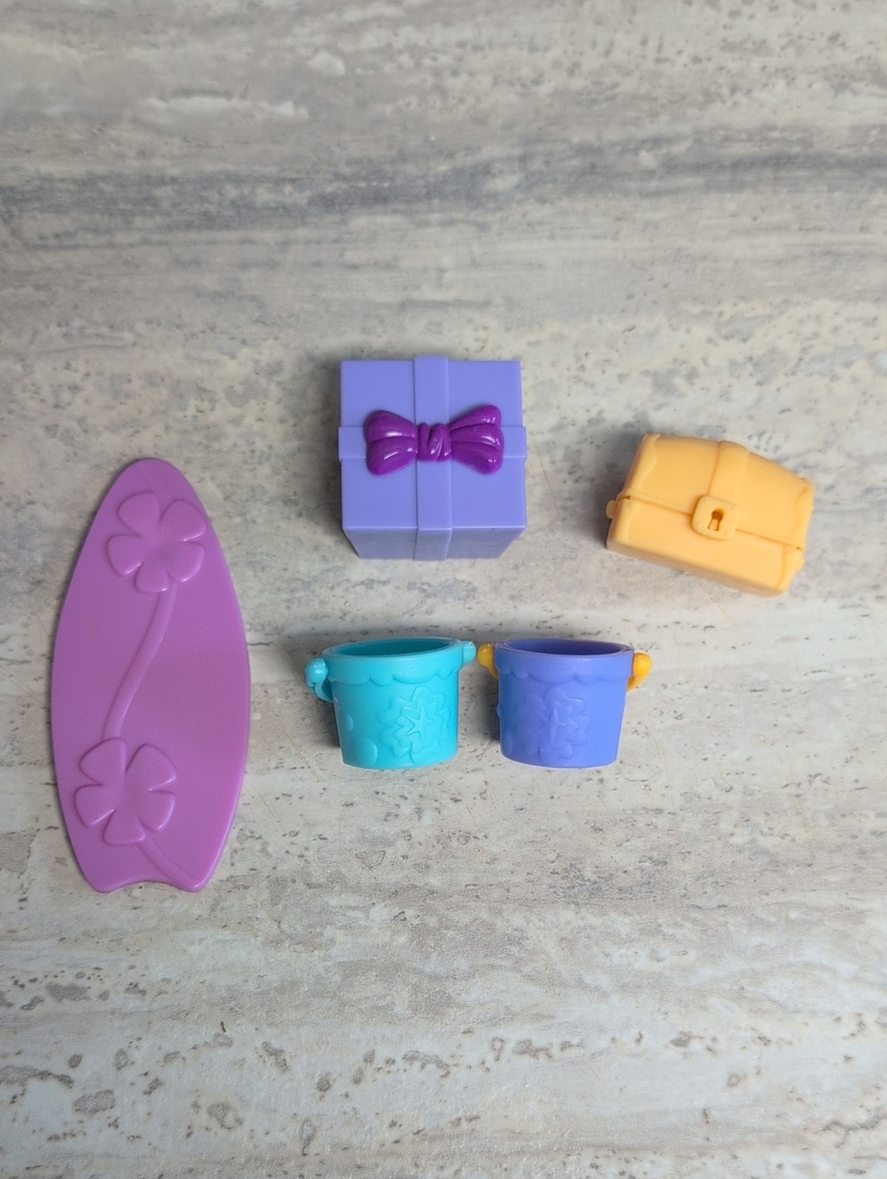 Littlest Pet Shop 5pc Assorted Accessory Lot Storage Bucket Surf Board